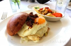 Wagyu Cheeseburger with Fried Egg and Crisp Onions