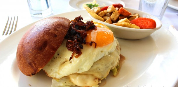 Wagyu Cheeseburger with Fried Egg and Crisp Onions